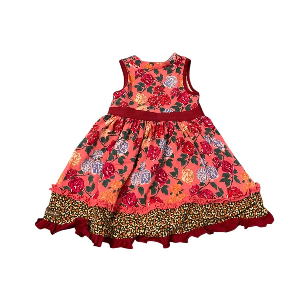 Matilda Jane Pink Vneck Wrap Fall Bouquet Dress Size 4 Girls - Picture 3 of 4